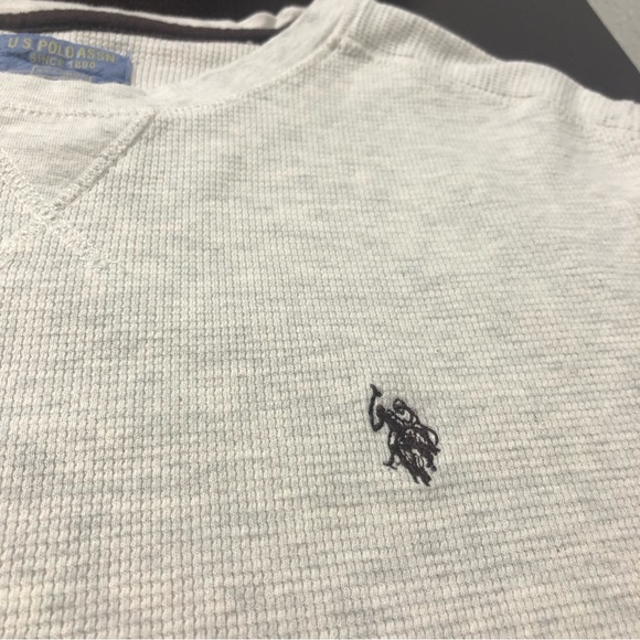 US POLO ASSN Men’s Thermal Waffleknit Long Sleeve Pullover Shirt Oatmeal Sz XXL - Picture 5 of 13